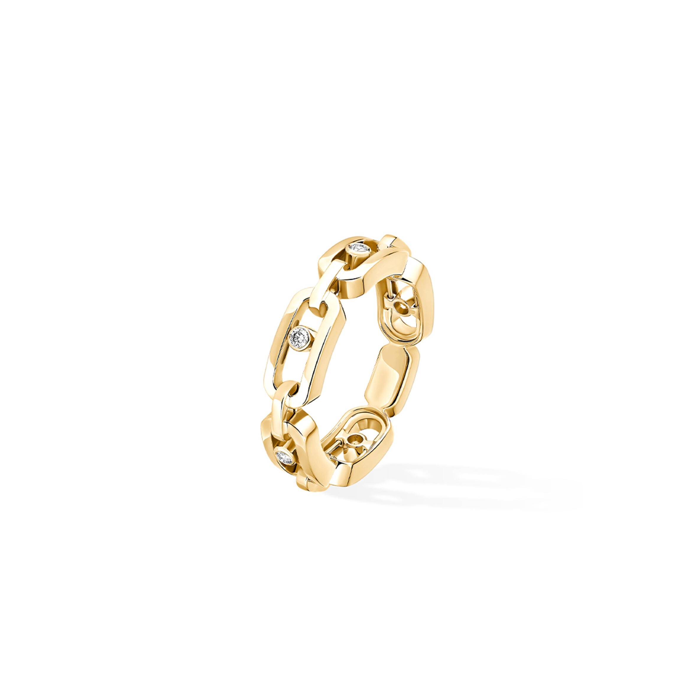 Mes1kaa move link ring yellow gold d1am0nd ring 12078-yg